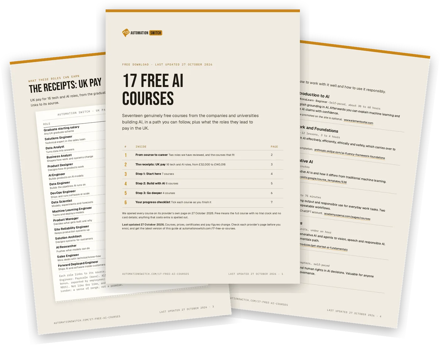 Pages from the 17 Free AI Courses PDF